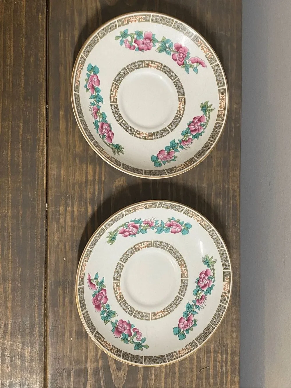 Vtg John Maddock & Sons Ltd Royal Vitreous Saucer Made In England set of 2